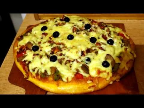 Кулинария. Рецепт.'Домашняя пицца с грибами'