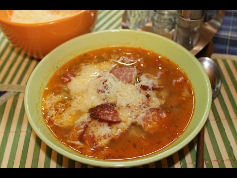 Чечевичный суп с копченой  колбасой и пармезаном