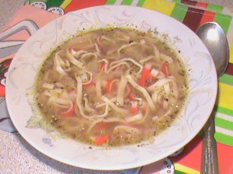 Рыбный суп с крабовой лапшой. Диета Дюкана