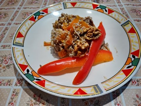Мировая закуска из сушеных баклажан (Pkhali) Appetizer from dried aubergines